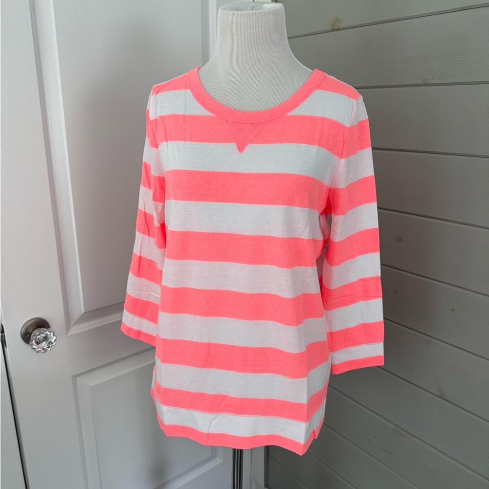 GAP Coral and White Striped Tee